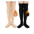 thumbnail image 2 of Gustave 2 Pairs Fleece Lined Thigh High Socks for Women Winter Warm Knee High Stocking Trouser Socks Stretchy Thick Long Boot Socks Leg Warmers "Black & Skin", 2 of 7