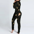 thumbnail image 3 of Pijama de Halloween para mujer, Pelele con estampado de amor, funcional, abotonado, con solapa en el trasero, para adultos, cálido, ropa de dormir completa, 3 of 4
