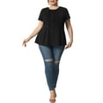 thumbnail image 2 of Agnes Orinda Women's Plus Size Summer Button Front Short Sleeve Work Peplum Blouse 3X Black, 2 of 7