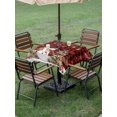 thumbnail image 3 of Outdoor Tablecloth with Umbrella Hole and Zipper, Christmas Snowman Square Table Cloth 60x60 Inch Waterproof Tablecloth, Xmas Snowflake Elk Tree Balls Red Plaid Picnic Table Cover for Patio Camping, 3 of 7