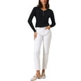 thumbnail image 2 of INSPIRAR CHIC Blusa de Mujer Otoño Invierno de Manga Larga Cuello en V Elegante Tejido Acanalado Talla L Negra, 2 of 6
