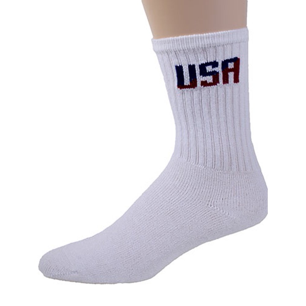 American Made American Made Cotton Crew Socks12 Pair 911 White/USA