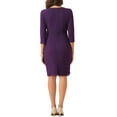 thumbnail image 3 of INSPIRE CHIC Wrap Dress for Women's 3/4 Sleeve V Neck Wedding Guest Casual Elegant Midi Dresses XS Purple, 3 of 6