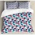 thumbnail image 1 of Flamingo Duvet Cover Set King Size, Horizontal Triangles Geometrical Frames with Exotic Beach Elements Mosaic Design, Decorative 3 Piece Bedding Set with 2 Pillow Shams, Multicolor, by Ambesonne, 1 of 3