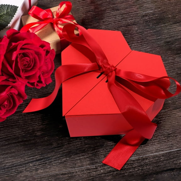 Red Gift Boxes for Presents 8.3x8.3x3.9 Inch Red Heart Gift Boxes with Lids Gift Wrap Boxes for Festival Anniversary Bridesmaid Proposal Weddings Gift Box for Girlfriend