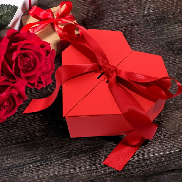 Caja de Regalo de San Valentín con Forma de Corazón y Cinta de Doble Puerta