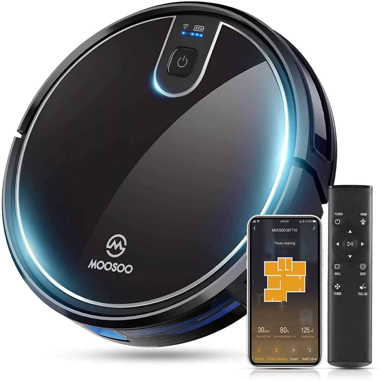 MOOSOO Robot Vacuum, WiFi Connectivity, Easily Connects with Alexa or
