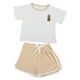 thumbnail image 1 of Conjunto de ropa de 2 piezas, patrón de bordado para bebé, camiseta corta de algodón transpirable, traje de pantalones, color caqui, 66CM, 1 of 9