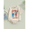 thumbnail image 2 of Bagilaanoe 4th of July Newborn Baby Boy Girl Rompers Cartoon Print Short Sleeve Bodysuit 6M 12M 18M 24M Infant Summer One Piece Short Jumpsuit for Independence Day, 2 of 9