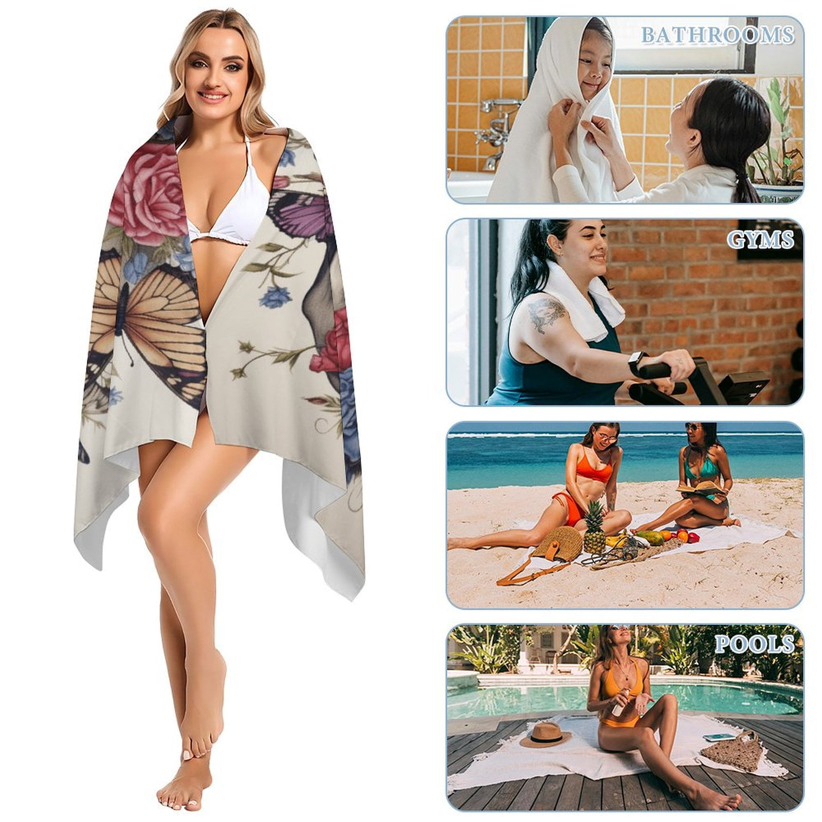 Gothic Skull Lover Oversized Beach Towel XL Pool Camping Swim Towels 32''x63'' Soft Blanket Accessories Must Vacation Necessities Adult
