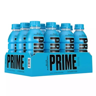 Prime Hydratation avec Mélange de BCAA pour la Récupération Musculaire Framboise Bleue 16 Oz (12 / Pack)