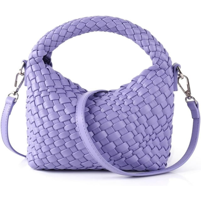 LHSHID Women Woven Tote Small Crossbody Bag, Weave Quilted Purse Square Shoulder Bag Woven Handbag with Detachable Strap