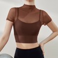 thumbnail image 2 of Blouses pour Femmes, Mode Décontractée, Maille Solide, Coussin de Poitrine Fixe, Sport, Yoga, Col Rond, Manches Courtes, 2 of 5