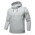 thumbnail image 3 of Youthup Men's Casual Solid Hooded Jacket, Detachable Sleeve Fleece Lined Stand Collar Loose Fit Convertible Jacket for Urban Wear, 3 of 8