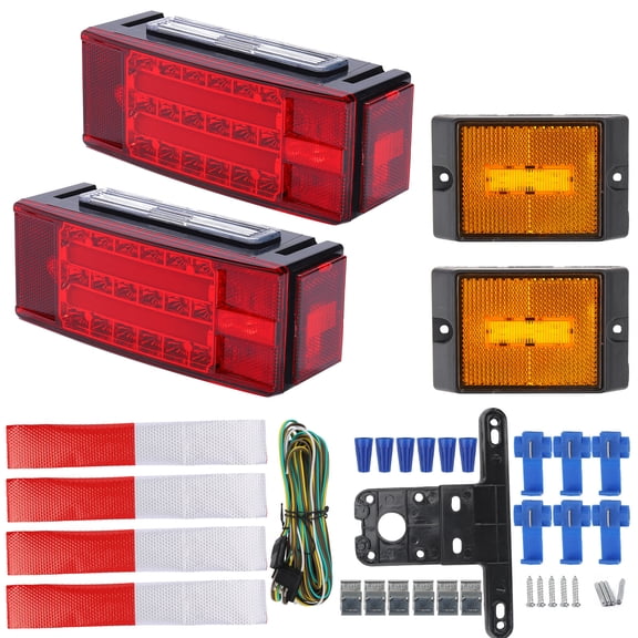 ASKITO 2PCS 12V LED Submersible Trailer Lights, Left & Right Tail/Brake/Turn/Running Lights for Boat, Truck, Marine