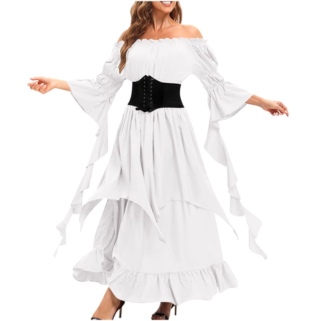 pstuiky Robes pour Filles, Robe Mode pour Femmes Printemps/été Unie Style Court à Manches Longues et Col Rond, Robes de Retour à la Maison Économies d'Été