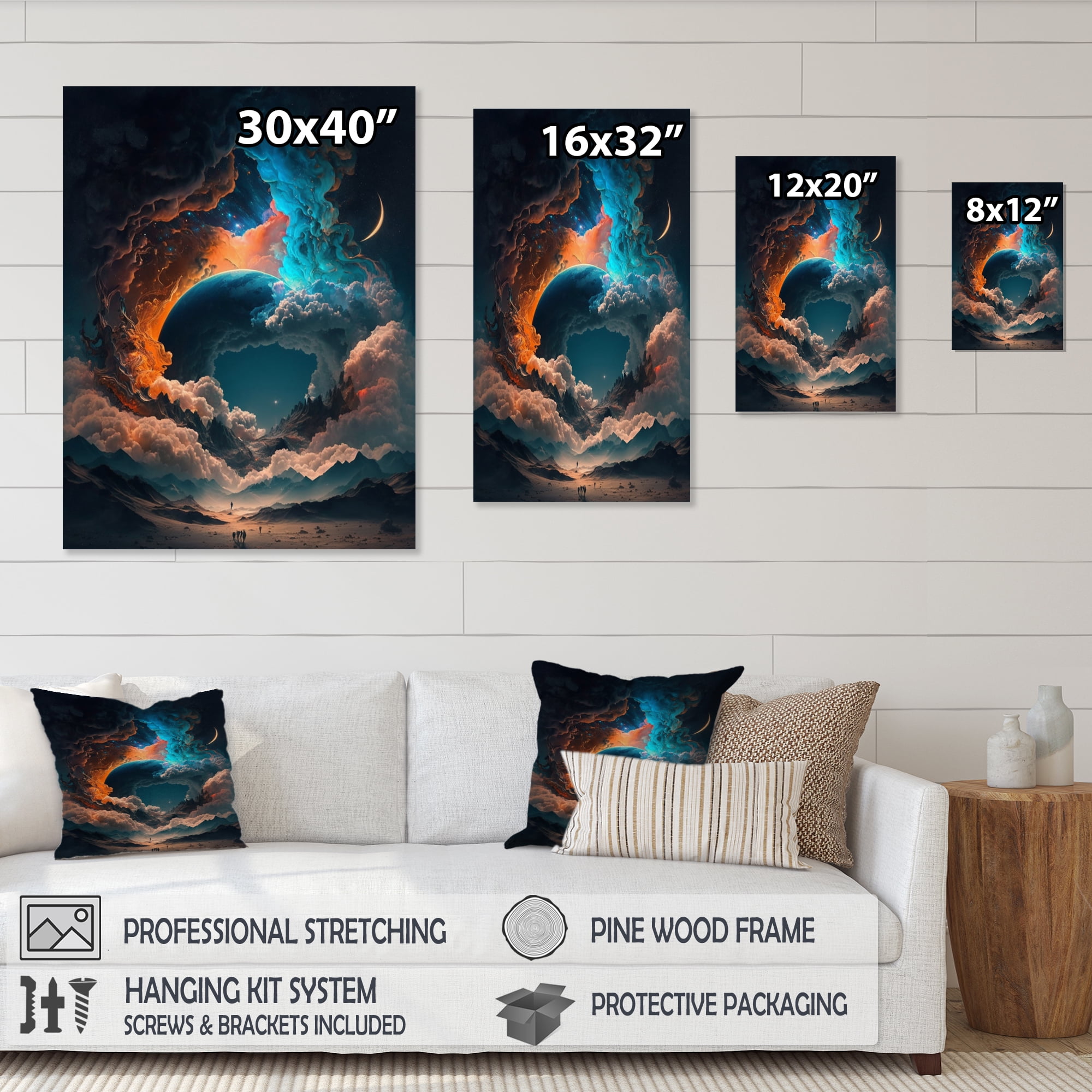 Designart Futuristic Landscape In Space II Canvas Wall Art