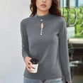thumbnail image 4 of WRKEKC Long Sleeve Shirts for Women Solid Color Double Layer Thermal Round Neck Base Top with Insulating Fabric and Smooth Exterior for Sleek Layering, 4 of 6