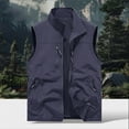 thumbnail image 2 of UVEASISHA Outdoor Vest for Men Hiking Travel Waistcoat Mesh Quick Dry Lightweight Cargo Vest Full Zip Sleeveless Stand Collar Vest with Pockets Dark Blue L, 2 of 5