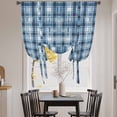 thumbnail image 3 of Blue Plaid Balloon Curtains for Bedroom/Front Door/Bathroom, Modern Simple Watercolor Buffalo Lattice Tie Up Curtains 63 Inch Length Light Filtering Kitchen Curtains Shades for Windows 46"x63", 3 of 8