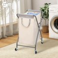 thumbnail image 6 of Collapsible Laundry Hamper with Wheels, Rolling Laundry Basket, Heavy Duty Cloth Sorter with Removable Bag, Folding X Frame Clothes Organizer Cart for Easy to Store, 1 Section, 6 of 6