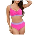 thumbnail image 4 of Gubotare Women's High Cut Bikini Set 2 Piece Sporty Swimsuit Color Block Bathing Suit with Trim S-XXL,Hot Pink M, 4 of 9