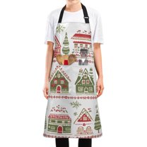 Yayeee Chief Kitchen Apron with Pockets for Cooking Water Resistant Unisex Adjustable Neck Strap, Red Christmas House