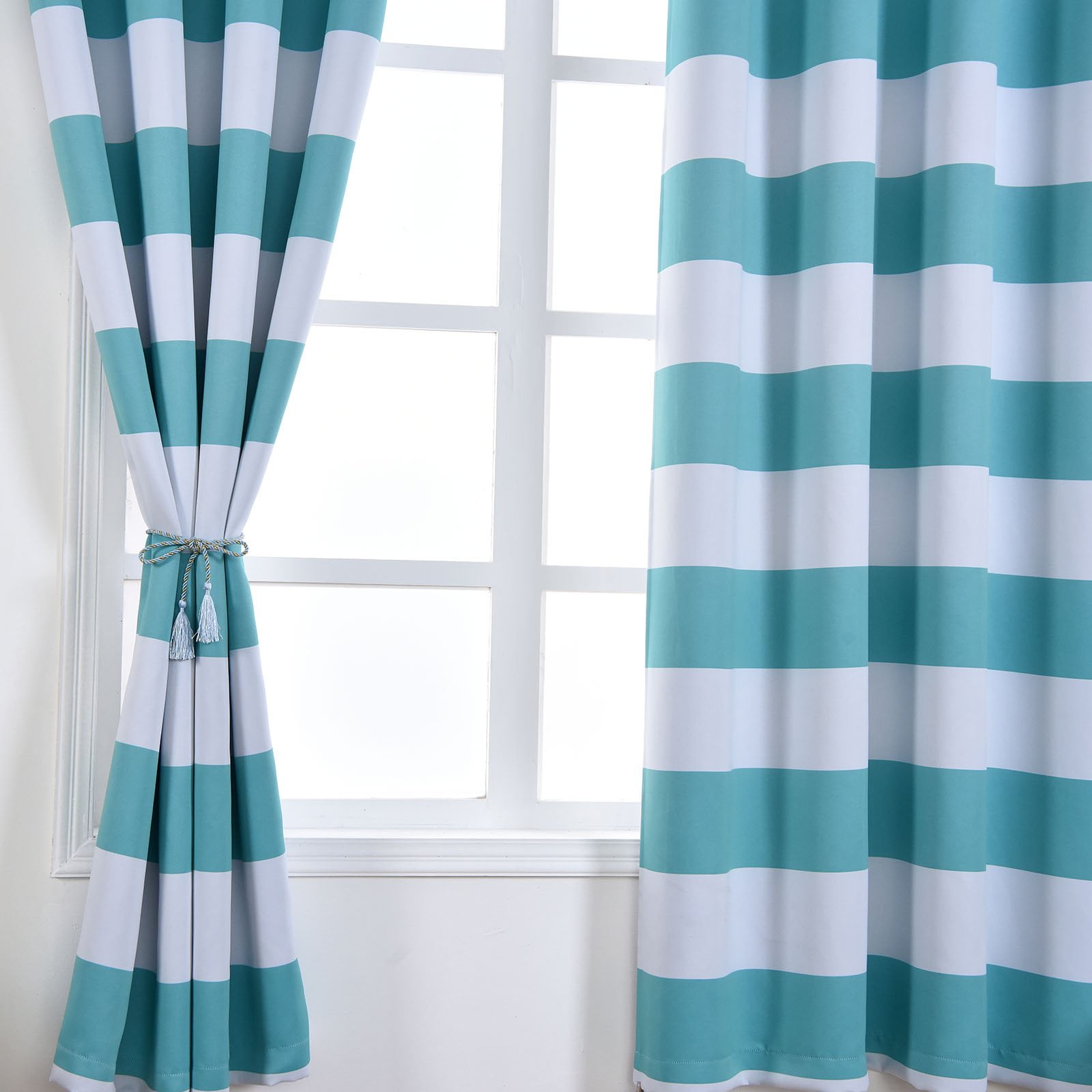 Efavormart 2 Panels Cabana Stripe Thermal Insulated Blackout Curtains ...