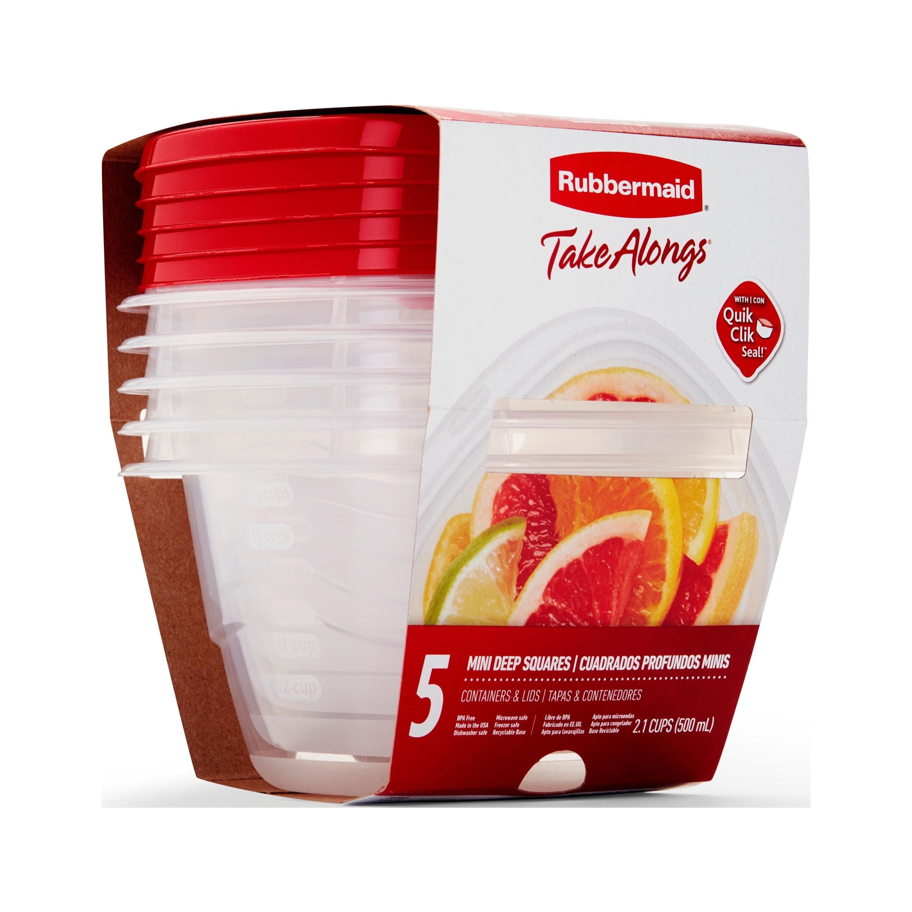 Rubbermaid Take Alongs 2.35 Cups Snackers Meal Prep Containers 5 Ea