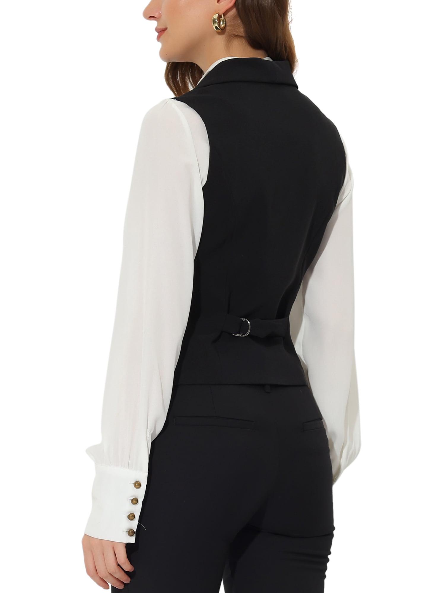 Unique Bargains Women's Elegant Waistcoat Double Breasted Shawl Lapel Suit Vest