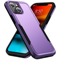 for iPhone 13 Case, Phone Case Heavy Duty 2 in 1 Full Body Rugged Shockproof Hybrid Hard PC Soft TPU Bumper Drop Protective Girls Women Boy Men Covers for iPhone 13, Purple Black