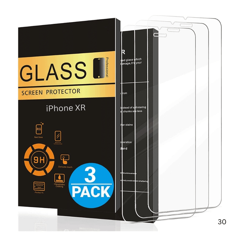 Pack of 3 - iPhone XR Protective Tempered Glass Screen Protector For iPhone, Ultra Thin, HD Clear, Anti-Scratch, Anti-Shatter, Case Friendly