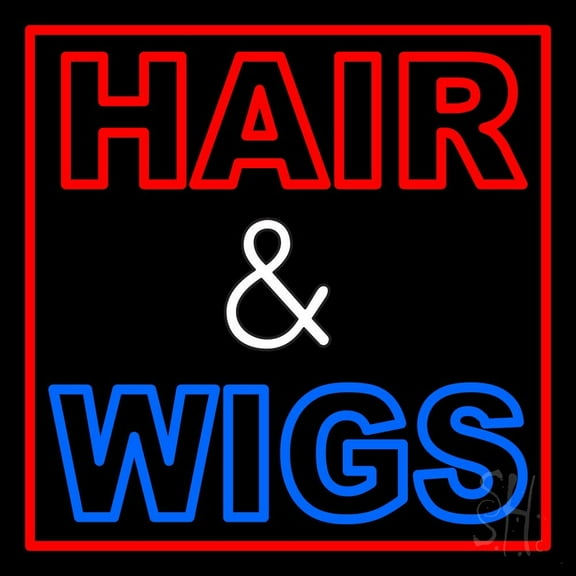Hair And Wigs LED Neon Sign 16 x 16 - inches, Black Square Cut Acrylic Backing, with Dimmer - Bright and Premium built indoor LED Neon Sign for Defence Force.