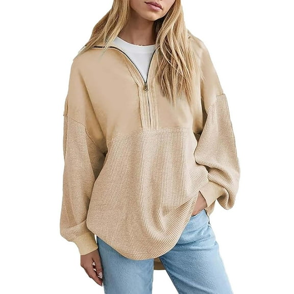 QASIEATN Hoodies for Graceful Women Fashion, SHEWIN Sweatshirt Casual Knit Half Zip Pullover Loose Long Sleeve Tops Fall Outfit Clothes , Womens Fall Tops