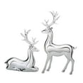 thumbnail image 3 of 2 esculturas de alce, estatuas de animales, figuras decorativas creativas de ciervo para escritorio Plata, 3 of 9