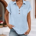 thumbnail image 3 of T Shirts for Women 2026 Summer Short Sleeve V Neck Collared Business Casual Office Work Tshirt Blouse, 3 of 8