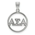 thumbnail image 1 of Solid 925 Sterling Silver Official Alpha Sigma Alpha Small Circle Pendant Charm - 25mm x 18mm, 1 of 3