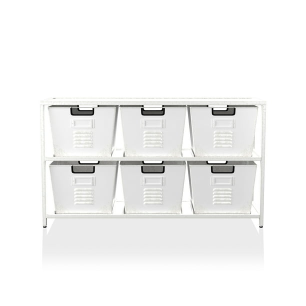 Furniture of America Dipla Organizer with 6Storage Bins, Gray and