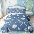 thumbnail image 2 of Manfei 3D Cartoon Shell Print Quilt Full,Ribbon Dreamy Bowtie Full Bedspread Sets,3pcs,1 Coverlet and 2 Pillowcases, 2 of 7