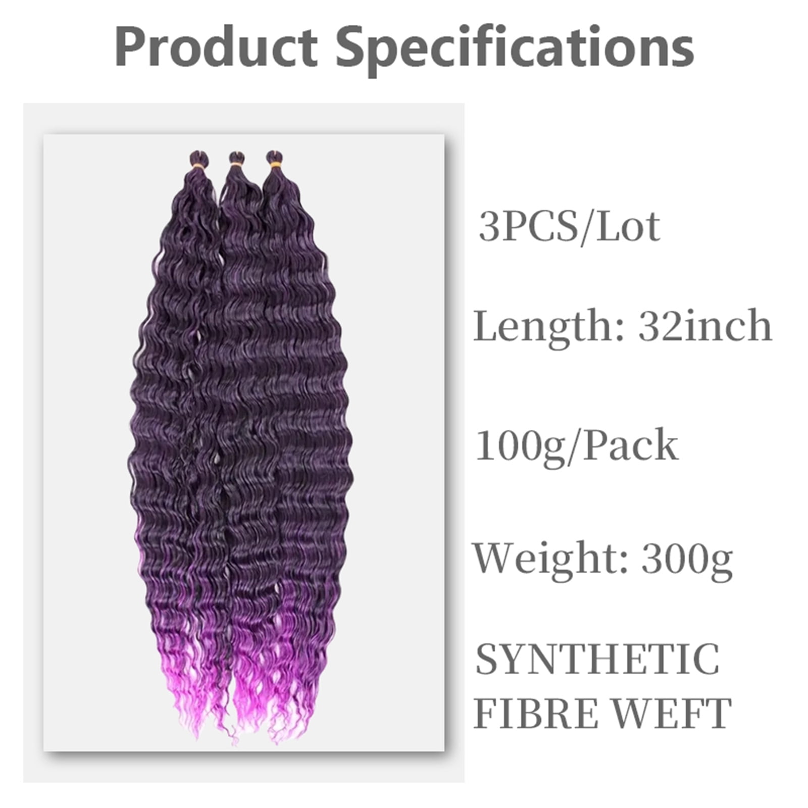 3 Pack 32 In Deep Wave Bundles Crochet Hair, Boho Hair for Braiding, Hair Extensions for Women