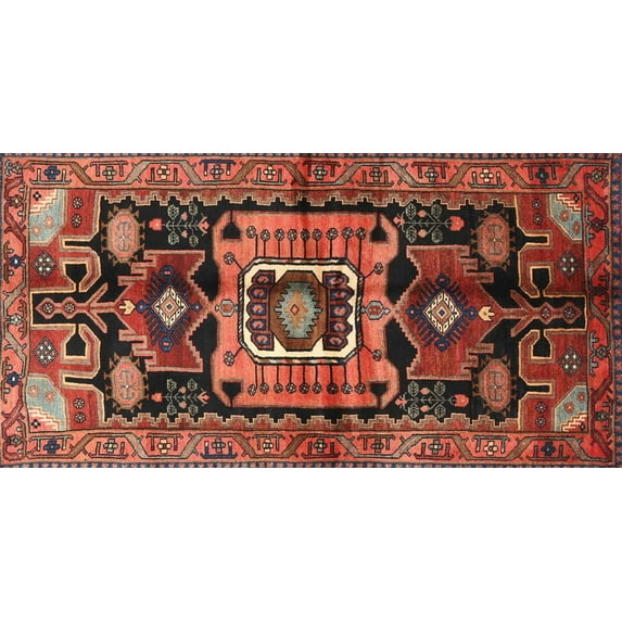 Ahgly Company Machine Washable Indoor Rectangle Traditional Rust Pink Area Rugs, 7' x 10'