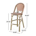 thumbnail image 6 of GZXS French Inspired Barstools Set of 2 - Aluminum Frame Pub Chairs with PE Rattan Wicker Seat & Back - 29.5" Seat Height for Patio, Cafe, or Bistro (Rust Red+White), 6 of 10