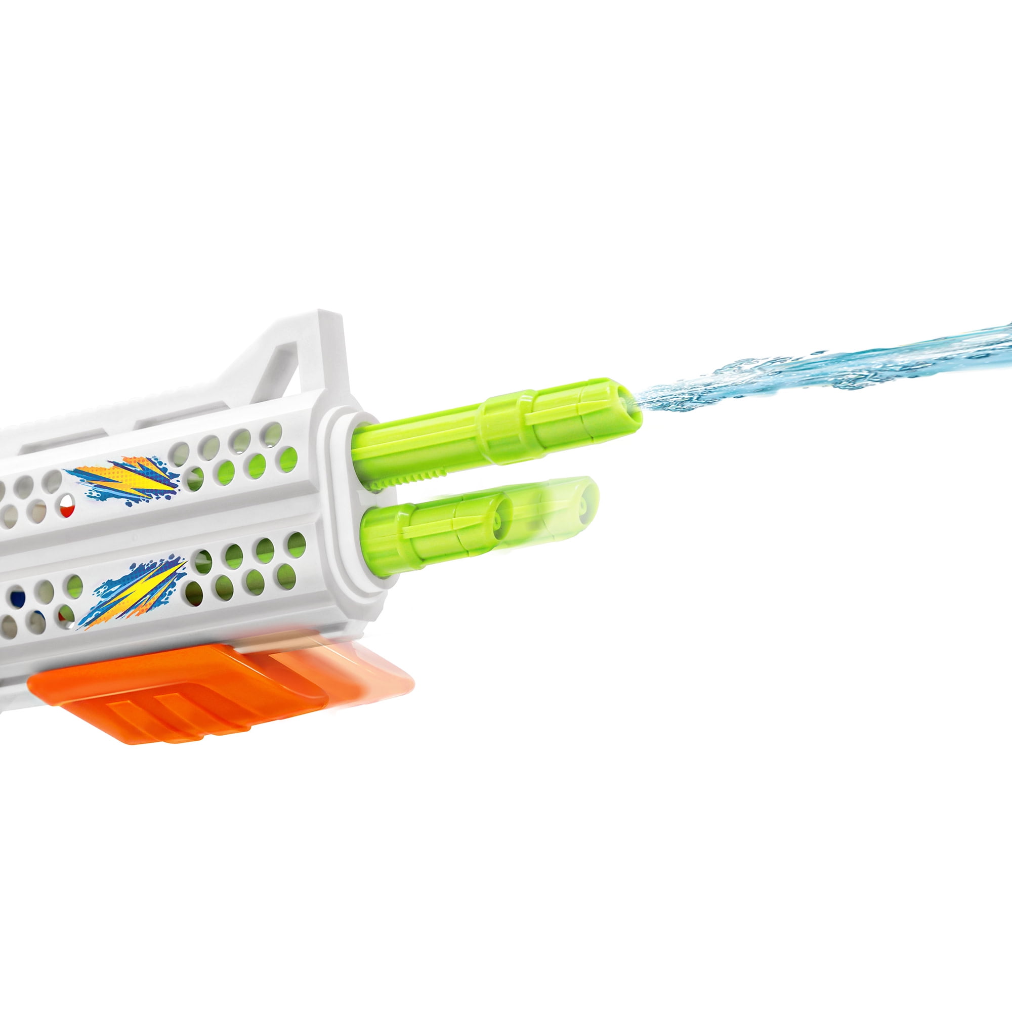 Lanard: Water Blaster - Double Impact - White & Orange, Pump Action Dual Water Barrels Toy, Sprays Water Up To 30ft, 25.4oz Tank, Outdoor Play, Kid 4+