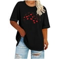 thumbnail image 2 of Jsaierl Valentines Day Shirts Women Plus Size Love Heart Print Tees Trendy Short Sleeve Blouse Crewneck Holiday T-shirt Tops Womens Fashion, 2 of 5