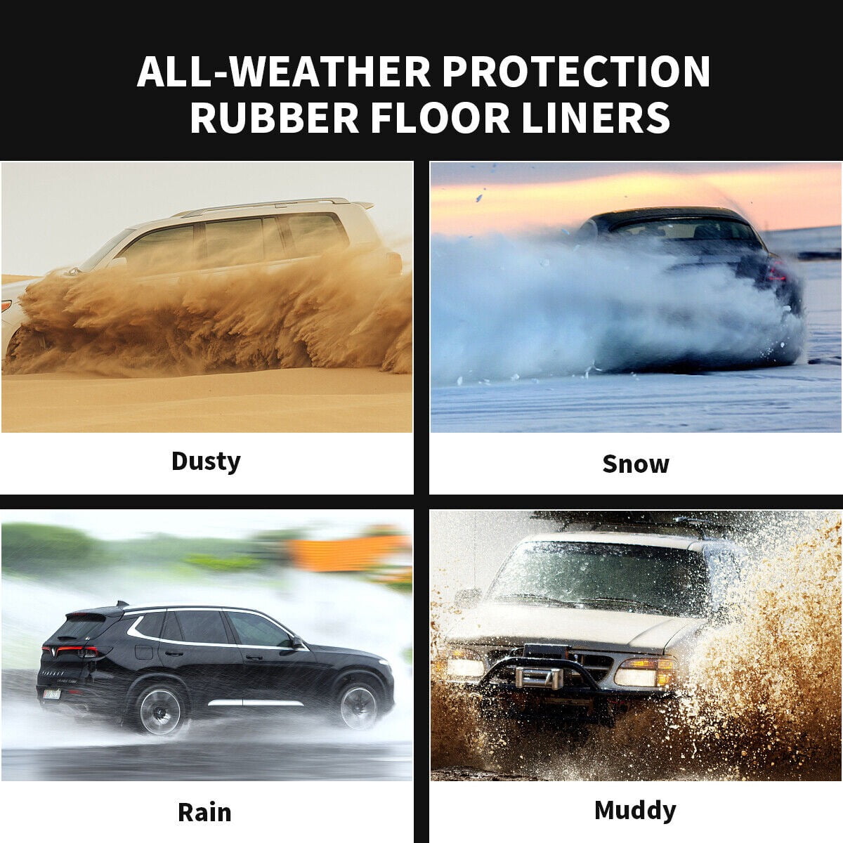RVNI Floor Mats for 2015-2023 2024 Ford F-150 SuperCrew Cab, 1st & 2nd Row All Weather Protection