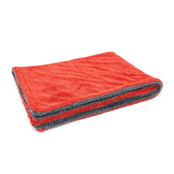 Toalla de Microfibra Autofiber Rojo Gris para Secado de Coches, Camiones y SUV de Doble Giro