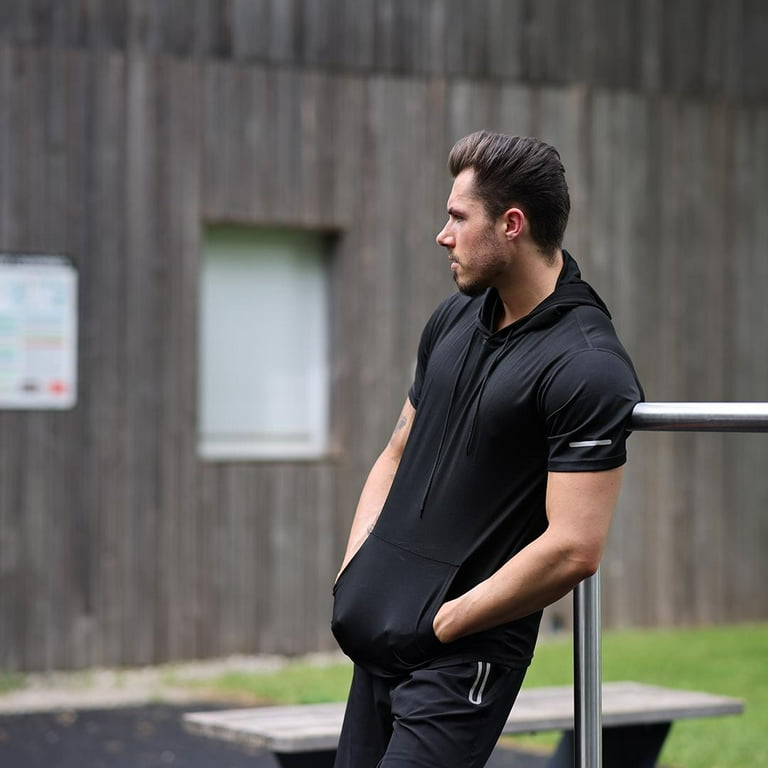 Men s 3 Pack Workout Shirts Dry Fit Moisture Wicking Short Sleeve Mesh Athletic T Shirts with Hoods Walmart