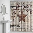 thumbnail image 5 of Village Stars Shower Curtain for Bathroom Decor, Vintage Rust Yellow Star Berry Beige Barn Doors Waterproof Fabric Shower Curtain, 72"x72" Set with 12 Hooks, 5 of 9