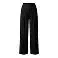 thumbnail image 4 of Lightweight Wide Leg Pants Women Front Seam Elastic Waist Sweatpants Women Casual Lounge Travel Pants with Pockets Solid Color Loose Pants, 4 of 7