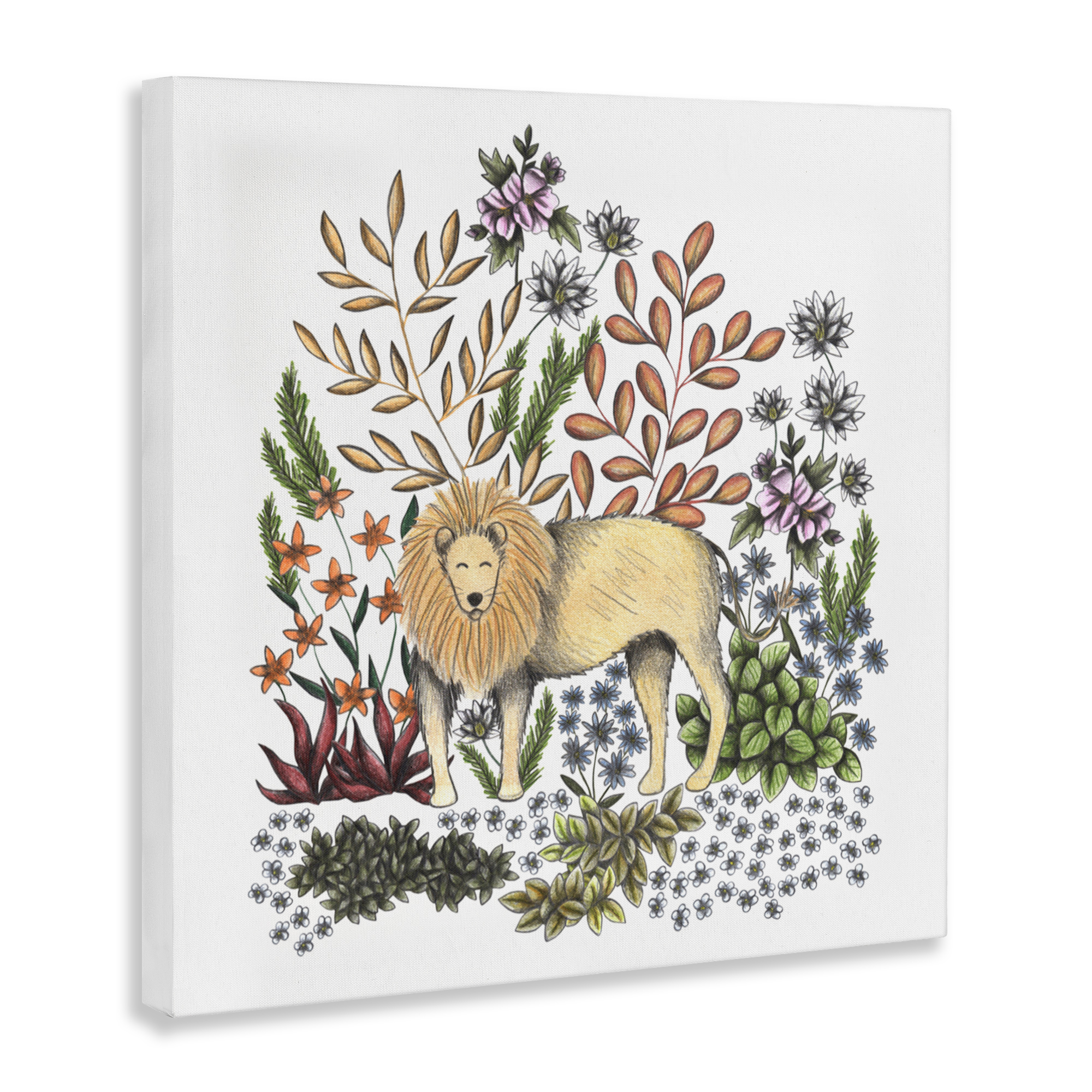 Jungle Wildlife Lion Canvas Wall Art, design by Cecilia Battaini